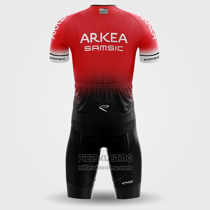 2022 Fietskleding Arkea Samsic Rood Zwart Korte Mouwen en Koersbroek